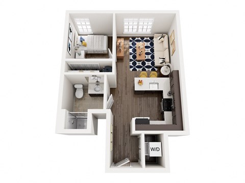 Floor plan for studio, 1 bath, 510 sqft